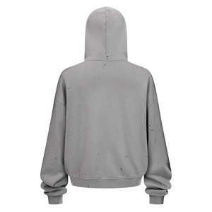 Sweat à capuche zippé en coton lourd 430 g/m² avec logo personnalisé, impression par pulvérisation, ensemble couple, streetwear, vente en gros - Product Image 3