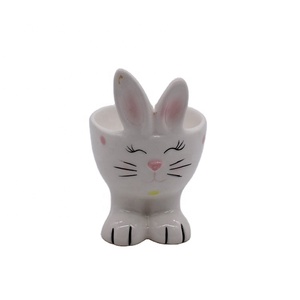 Decoración de Pascua de cerámica Vajilla de desayuno Diseño de conejo de cerámica lindo Huevera para niños - Product Image 1