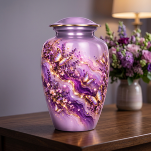 Urne funéraire personnalisée de style américain pour cendres humaines, 200 pouces cubes, pour adulte, commémorative, avec motif floral et papillon, vente en gros - Product Image 5