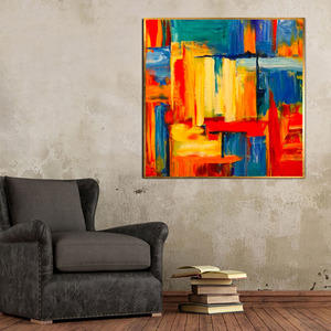 Chất lượng cao trừu tượng sơn dầu vải 100% tay sơn màu khối Ngân Sách thân thiện với tùy chọn với khung gắn - Product Image 2