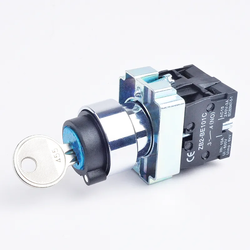 Interruptor de llave XB2 serie XB2 BG33, Selector de 2 posiciones con autobloqueo, botón de plástico de 22mm