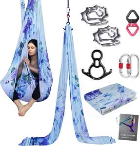 Ensemble de soie de yoga aérien de 9 mètres, hamac de yoga en nylon 40D, kit de soie aérienne trapèze pour <span class=keywords><strong>cirque</strong></span>, acrobatie - Product Image 1