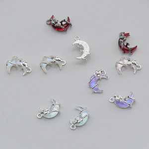 Alloy Moon Pendant DIY Jewelry Findings White Pink Purple Blue <b>Red</b> Gun Metal Plated For Earrings <b>Bracelets</b> Necklaces - Product Image 4