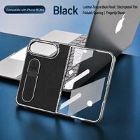 Étui en cuir PU et PC électroplaqué pour iPhone Duo avec film de protection intégré, béquille dissimulée, protection complète de la charnière, coque pliable