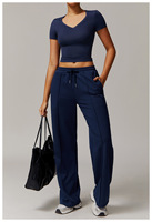 RUIQUWIN-Ensemble de Yoga à Manches Courtes pour Femme, Pantalon d'Extérieur, Ensemble de Fitness, Deux Pièces, Vente Chaude, 2025