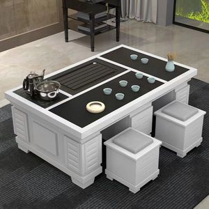 Modern Slab Wood Coffee <b>Table</b> With Tea Set Integrated Living Room Home Office Tea <b>Table</b> - Product Image 4