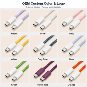 Cable USB-C a USB-C Trenzado de Carga Rápida, Cable de Datos de Nailon Tipo C a C para MacBook, <span class=keywords><strong>iPad</strong></span>, Samsung, Pixel, Logotipo Personalizado OEM/ODM - Product Image 3