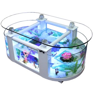 Bán buôn hiện đại siêu trắng sinh thái thủy tinh bể cá Curling Bàn cà phê cho phòng khách sofa TOP cá và rùa Tank - Product Image 1