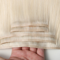 Extensions de cheveux humains de qualité supérieure, 100% cheveux vierges russes, cuticules alignées, blondes, invisibles, avec clips en PU