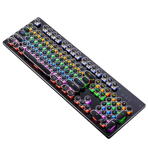 New Punk Exchangeable Shaft RGB Backlit Ergonomic Wired Keyboard Cyan Black Tea Axis 104 <b>Keys</b> Gaming Real Mechanical Keyboard - Product Image 5