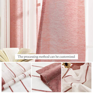 Rouge <span class=keywords><strong>Blanc</strong></span> Rayé Rideaux Semi Sheer <span class=keywords><strong>Oeillet</strong></span> Top Chambre Fenêtre Intimité Moderne Translucide Lumière Filtrant Voile Rideaux - Product Image 4