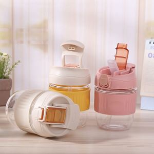 Vaso de agua de doble capa de vidrio de 350ml/550ml, moderno y adorable, con pajita, para oficina y material escolar, ideal para estudiantes o como regalo corporativo. - Product Image 6