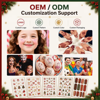 Autocollants pour ongles de Noël, décorations 5D en relief, Père Noël, sapin de Noël, autocollants adhésifs pour ongles avec renne, canne, flocon de neige
