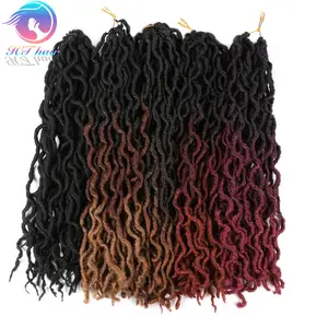 HTHAIR 3 Tone Ombre Gypsy Curly Faux Locs Crochet Hair Afro Dreadlocs Hair Extensions人工毛Bulk 18インチ