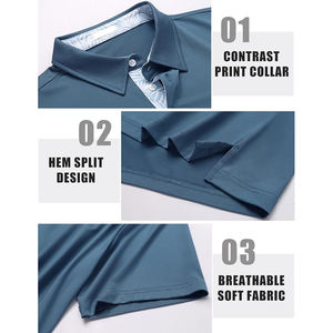 Polos sólidos con logotipo OEM para hombre, todos los tamaños, Material de LICRA de algodón de alta calidad, tejido de secado rápido estirable - Product Image 4