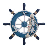 Ornement de gouvernail en bois méditerranéen, décoration d'intérieur, gouvernail de bateau mural