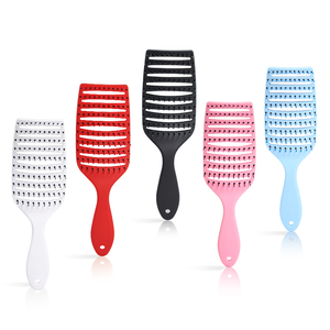 Peine de masaje personalizado colorido para mujer Cómodo Nylon suave con superficie esmerilada Mango de ABS Cepillo de pelo para desenredar - Product Image 6