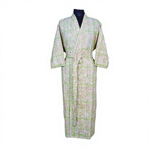 Kimono de Algodón Floral Elegante y de Lujo Vintage, con Cordón, Largo hasta la Rodilla, Manga Larga, Secado Rápido, Transpirable, para Mujer, Primavera - Product Image 1