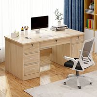 Ensemble de chaise de bureau verrouillable de style moderne avec tiroir, poste de travail informatique à domicile en bois, fonction automatique