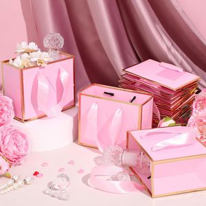 Mini Bolsa <span class=keywords><strong>de</strong></span> Regalo <span class=keywords><strong>de</strong></span> Papel Metálico con Asa, Bolsa Pequeña para Regalos, Recuerdo <span class=keywords><strong>de</strong></span> Fiesta, para el Día <span class=keywords><strong>de</strong></span> la Madre, Boda, Graduación, Rosa Bebé, Dorado - Product Image 5