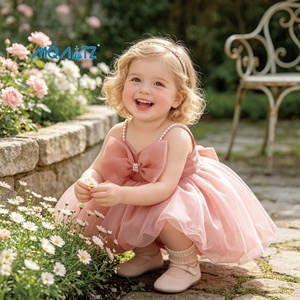 MQATZ Nouvelle Robe de Cérémonie en Satin Floral pour Bébé Fille, Tutu de Mariage, Bretelles, Âge <span class=keywords><strong>6</strong></span> <span class=keywords><strong>Mois</strong></span> - Product Image 2