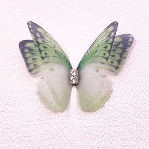 Üretici doğrudan satış kelebek saç tokası aksesuar çift katmanlı ipek renkli kumaş tatlı tarzı giyim aksesuar Metal - Product Image 2