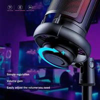 Kit de jeu portable de bureau avec éclairage RGB USB et microphone filaire à condensateur cardioïde pour enregistrement K-Song, en métal