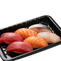 Barquette en plastique PP noir jetable, empilable, durable et de haute qualité, pour viande, fruits de mer, volaille, œufs et fruits