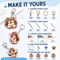 Porte-clés en acrylique dépoli avec estampage à chaud argenté, échantillon disponible pour cadeau fan d'anime, faible MOQ, forme découpée