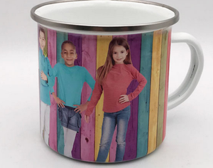 Venta al por Mayor de Tazas de Café Esmaltadas Vintage de Acero para Camping, 11oz 12oz 350ml, Sublimables, con Borde de Acero Inoxidable - Product Image 5