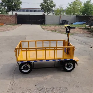 Vente en gros directe 4 roues chariot électrique 800kg chariot de fret à usage intensif mini entrepôt chariot plat en acier