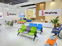 Accoudoirs en aluminium gris-orange, chaises d'attente de luxe 5 places pour aéroport, centre commercial, école et hôpital - durables et écologiques