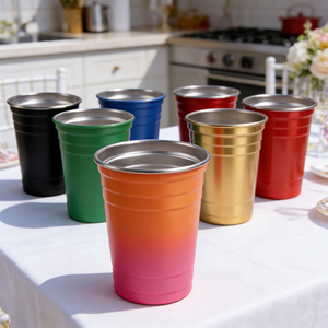 Gobelet à bière et vin en acier inoxydable monocouche de 500 ml (16 oz) avec logo personnalisé, empilable, à large ouverture, pas cher - Product Image 1