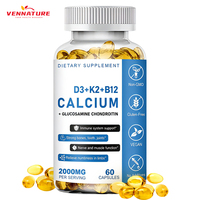 Complément alimentaire pour la santé cardiaque, soutien immunitaire, calcium, vitamines D3, K2, B12, capsules molles