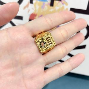 Jxx Venta al por Mayor Anillo Cuadrado Geométrico Retro Chapado en Oro de 24K, Accesorio de Moda Clásico para Hombre y Mujer, Principalmente de Latón - Product Image 2