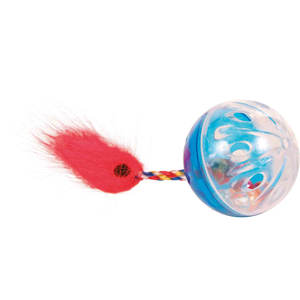 Pelota con sonajero y cola de plumas, juguete de plástico para gatos, juego interactivo, 4 cm - Product Image 2