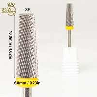 3/32 "2XF M 5 en 1 petit baril Efile fraises 16mm à dessus plat conique en carbure de tungstène forets à ongles pour accessoires de lime électrique