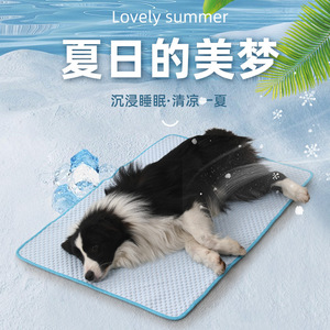 Tapis rafraîchissant d'été pour chiens et chats, lit pour chat en soie glacée respirante, tapis d'été pour chien, articles pour animaux de compagnie. - Product Image 1