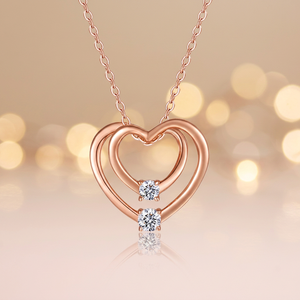 Collar de Moissanita con Forma de Corazón Certificado por GRA, Plata de Ley 925, Chapado en Oro Rosa, Engaste de Garras, Lujoso y Elegante para Mujer - Product Image 3