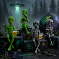 Figurine en résine d'alien amusante, artisanat créatif, ornement de bureau pour la décoration de la maison et du bureau