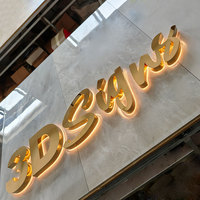 Enseigne lumineuse LED personnalisée en lettres 3D pour devanture de magasin, lettres en relief dorées, signalétique de magasin, lettres rétroéclairées en métal miroir pour entreprises