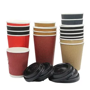 Senang Multi-Size In Voorraad Wegwerpbaar 6 7 8 16 20 22 24 9 10 12 14 Oz Dubbele Wand Koffie Warme Drank Papieren Beker