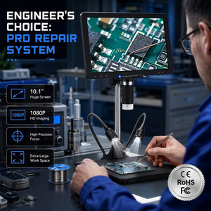 Microscopio Digital Profesional con <span class=keywords><strong>Pantalla</strong></span> LCD IPS <span class=keywords><strong>de</strong></span> 10.1 Pulgadas, 1000X HD, <span class=keywords><strong>Pantalla</strong></span> Gigante, Microscopio <span class=keywords><strong>de</strong></span> Soldadura con Control Remoto para Laboratorio - Product Image 1