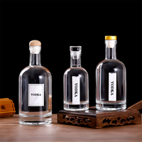 Bouteille en verre vide pour vin et vodka, forme ronde dépolie, transparente, avec couvercle, haute qualité, 100ml, 200ml, 375ml, 500ml, 750ml – Meilleures ventes