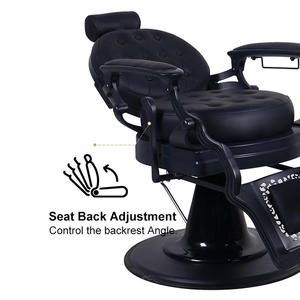 Sillón de Barbería Hidráulico Profesional de Alta Resistencia, en Cuero Sintético Negro, Altura Ajustable, Reclinable, Mueble de Salón - Product Image 3
