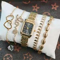 Reloj de Cuarzo LP43 Simple y Versátil con Correa de Acero Inoxidable para Mujer, Estilo Lujoso y Juvenil, con Juego de Aretes y Pulsera