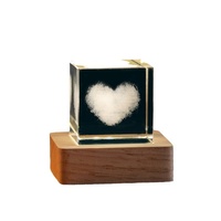 Cube de quartz transparent gravé en 3D, nuage, lune, soleil, cœur, style moderne minimaliste, lampe de nuit, décoration de bureau, lampe d'ambiance