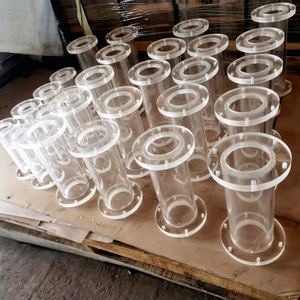 Tube acrylique transparent avec anneau de fixation rond en PMMA, moulage industriel, taille personnalisée - Product Image 1