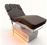 Table de massage électrique moderne et confortable en cuir à 3 moteurs pour salon de beauté, lit de spa facial et de cils réglable avec éclairage