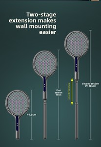 Matamoscas Eléctrico Telescópico Giratorio de 90 Grados, Asesino de Moscas y Mosquitos con Mango Extensible, Recargable, Eliminador de Insectos - Product Image 6